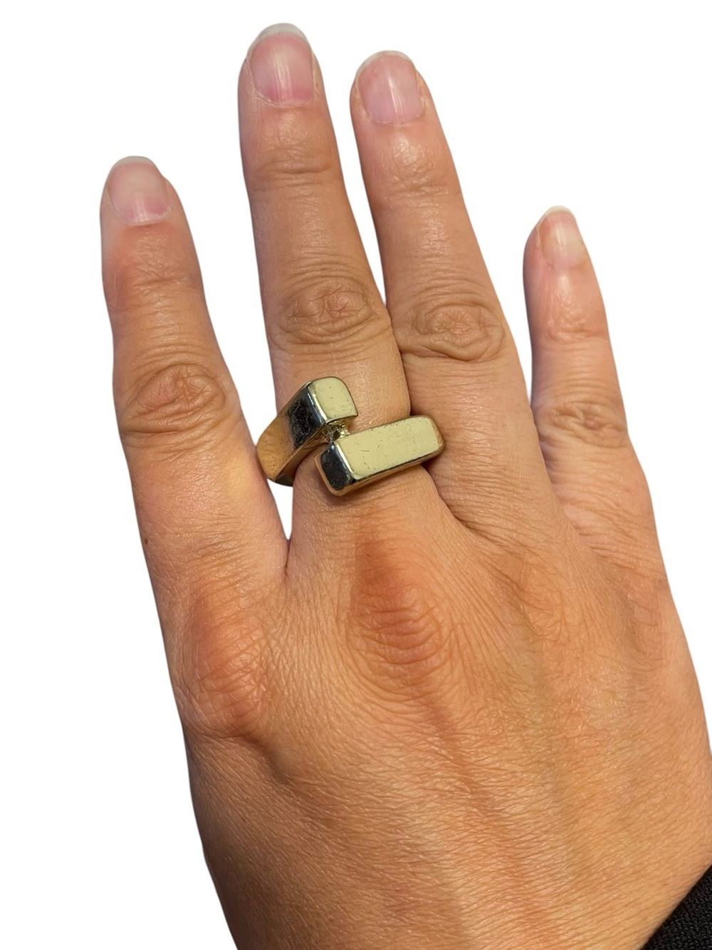 ❤️ Vintage Chunky Gold Cubic Brutalist Block Cocktail Ring